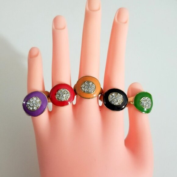 ❤️Your choice of Enamel  Crystal Rings Size 8.75 ❤️ - Picture 7 of 14